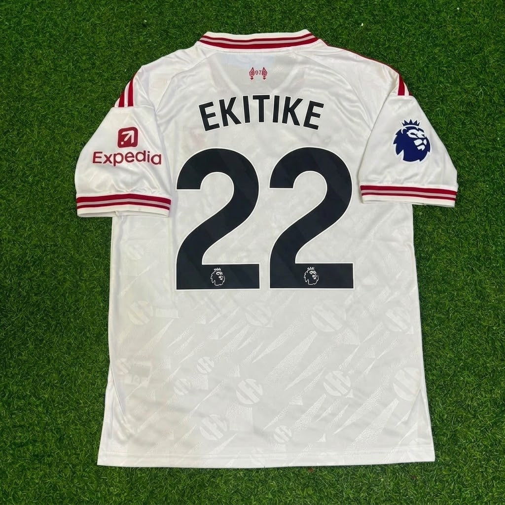 Hugo Ekitike #22 Liverpool New Season 2027 White Away Football Jersey – Back View