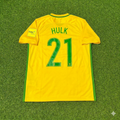 2018 Brazil World Cup Hulk #21 Home Football Jersey – Back View