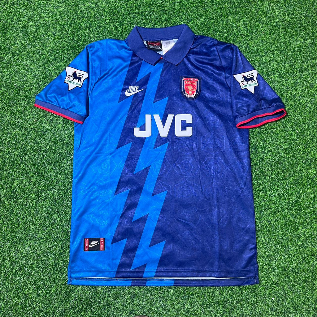 1995/96 Ian Wright Arsenal Blue Retro Football Jersey Collection – Front View