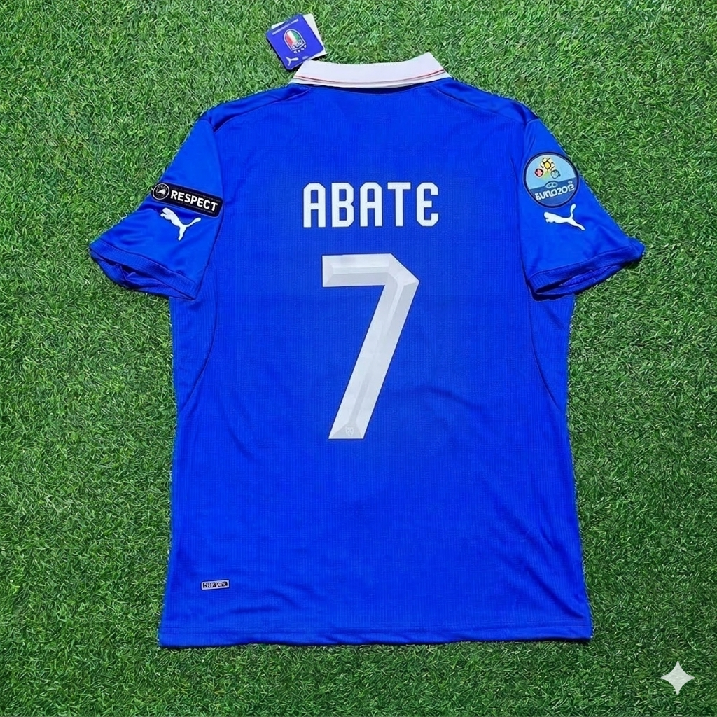2012 Italy EURO Ignazio Abate 7- Retro Home Football Jersey – Back View
