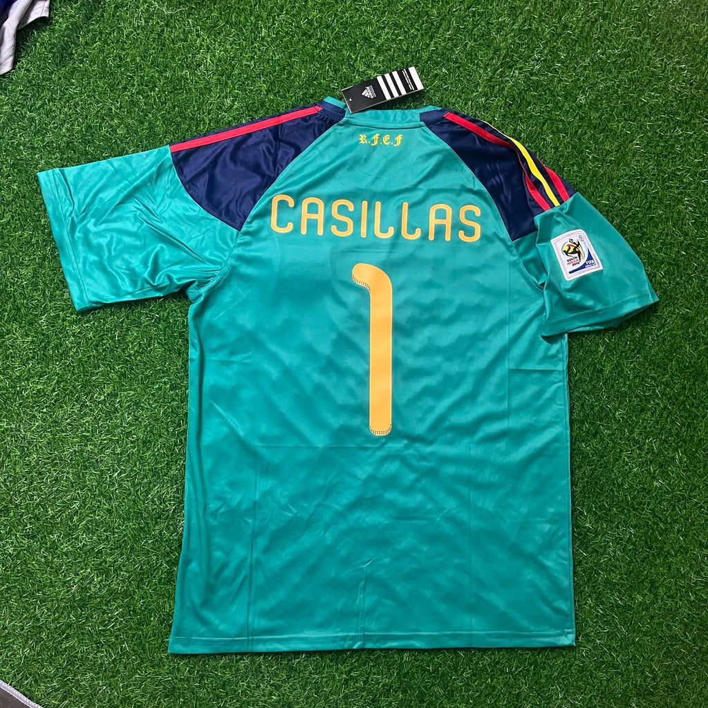2010 Spain World Cup Final Retro Goalkeeper Football Jersey Iker Casillas