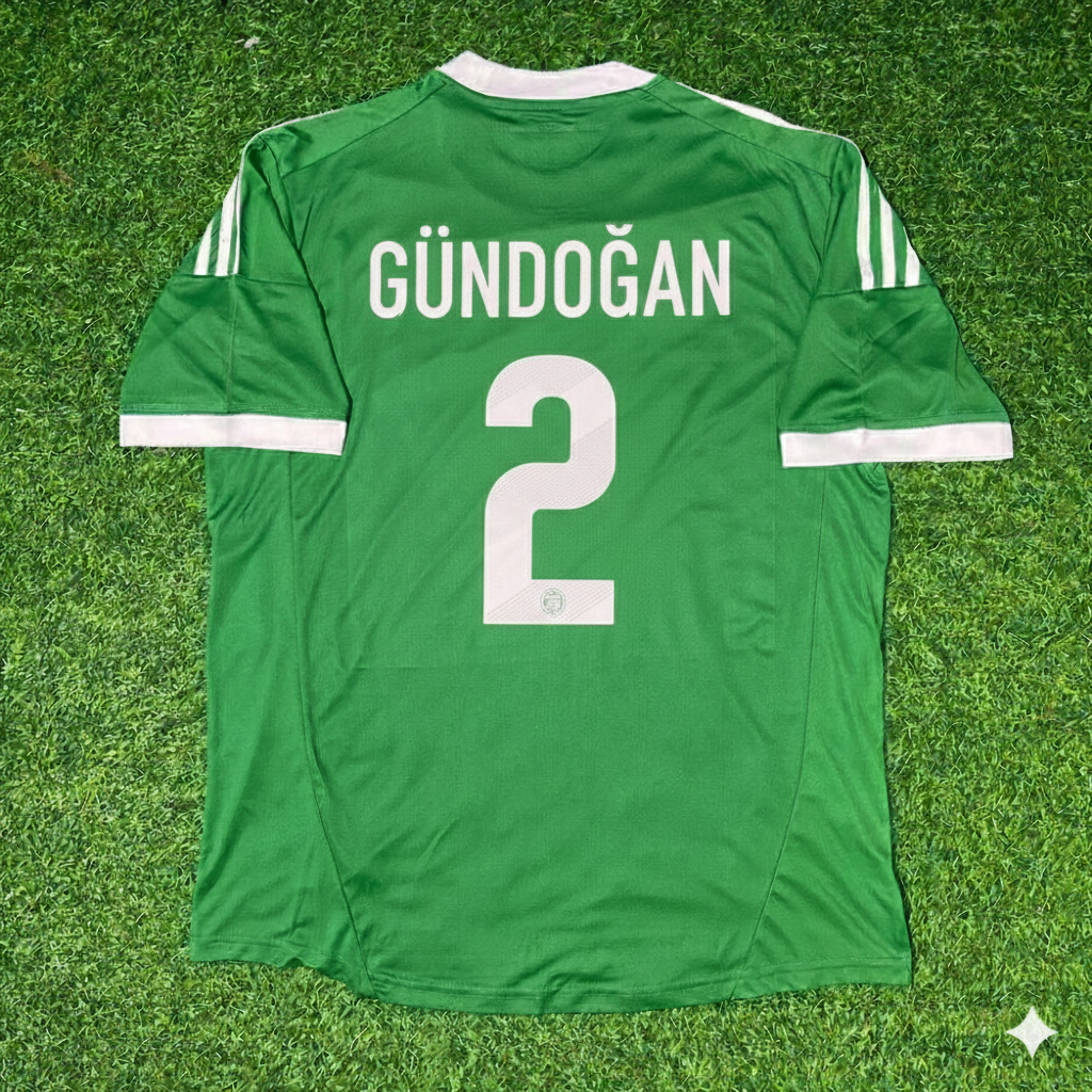 Germany EURO 2012 Green Retro Football Jersey – İlkay Gündoğan – Back View