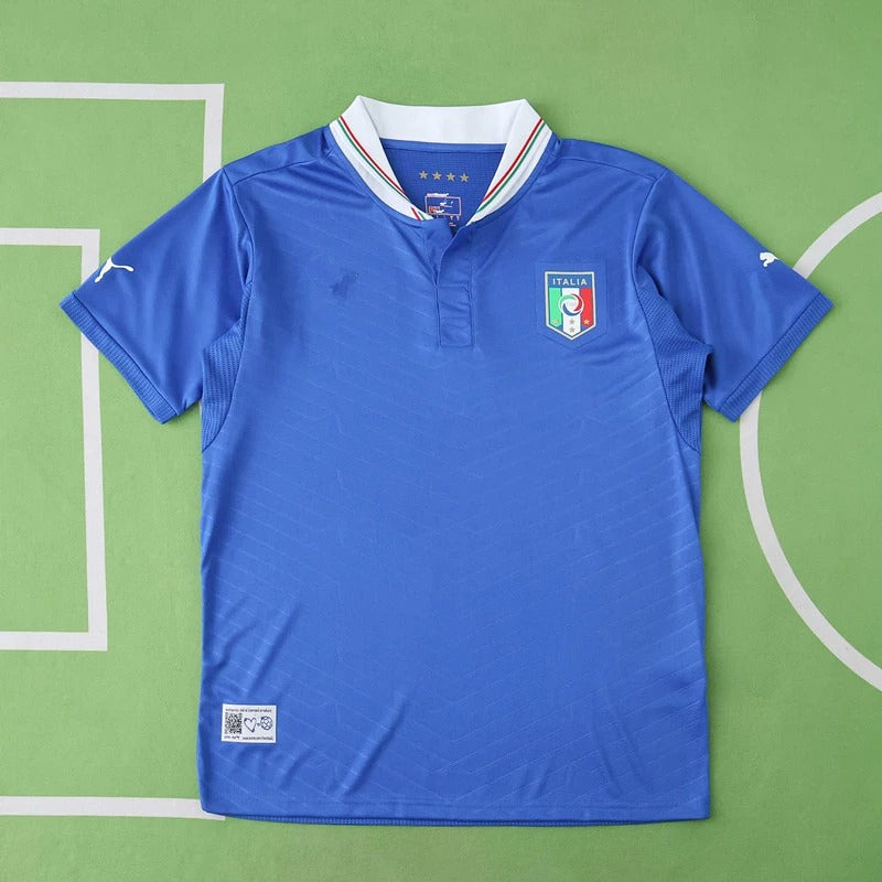 2012 Italy Away White Retro Soocer Football Jersey Football – Back View