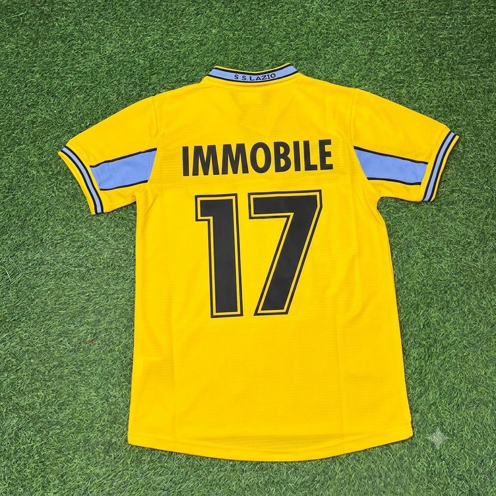 Ciro Immobile Lazio Yellow Retro Football Jersey – Back View