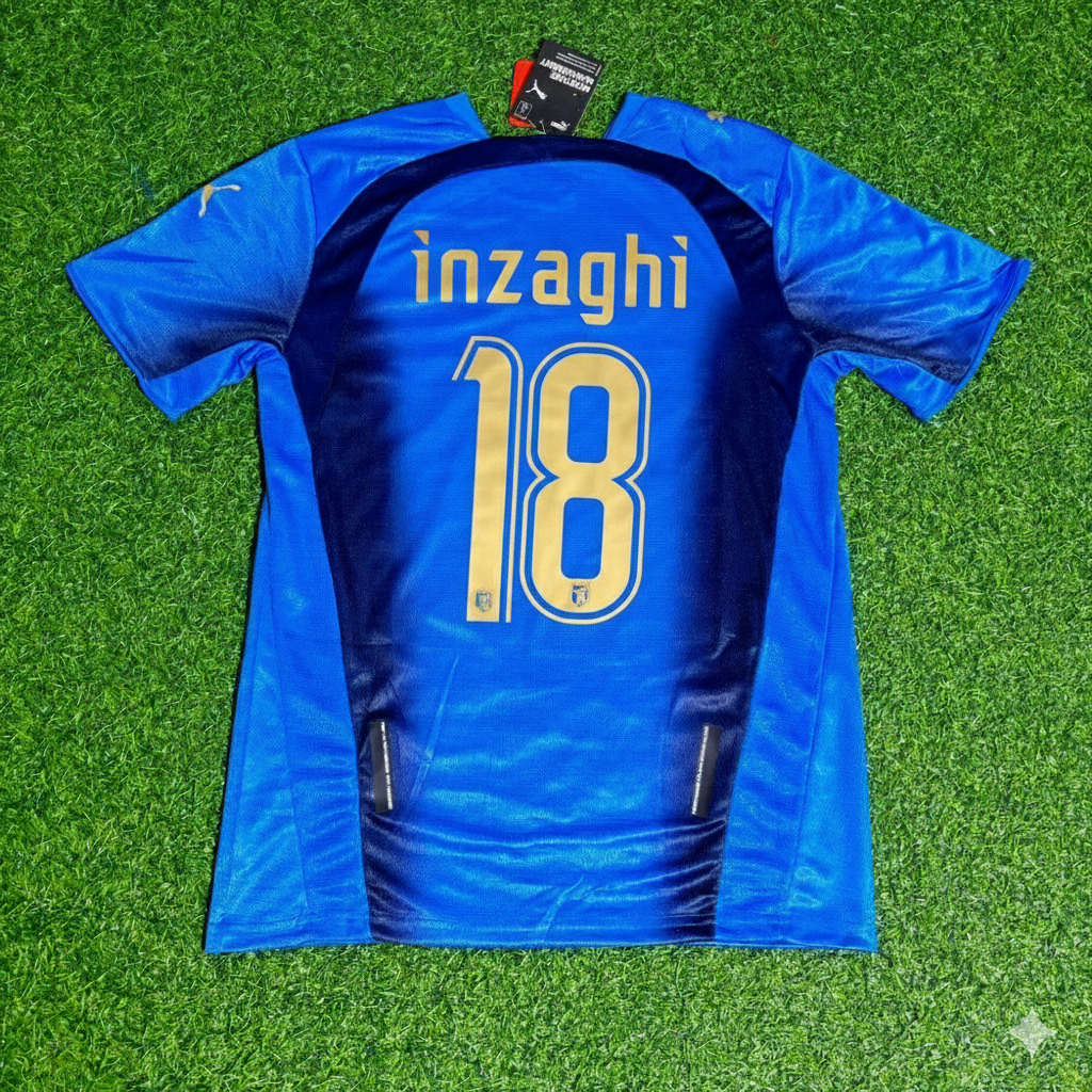 Italy 2006 World Cup Final Retro Jersey – Filippo Inzaghi 18 - – Back View