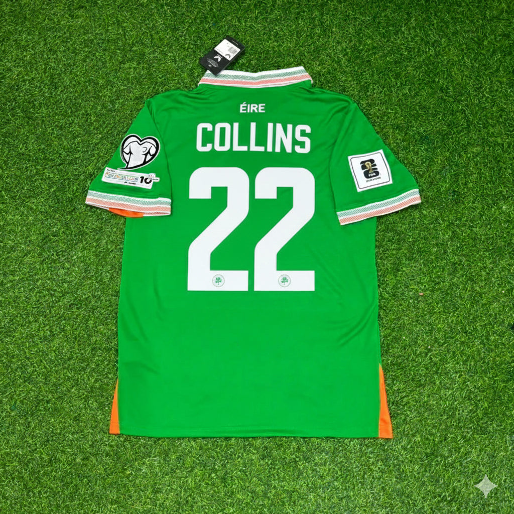 Ireland Eire Green National Team Football Jersey – Nathan Collins – Back View