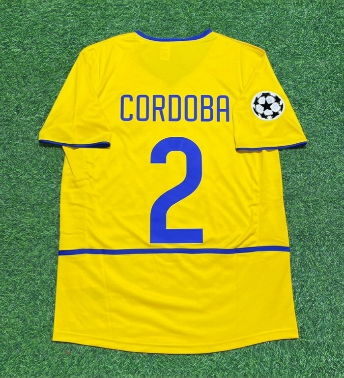 2002/03 Ivan Cordoba Inter Milan Yellow Retro Football Jersey – Back View