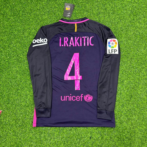 14/15 Barcelona Retro Pink Printing Long Sleeve Jersey – Ivan Rakitic – Back View