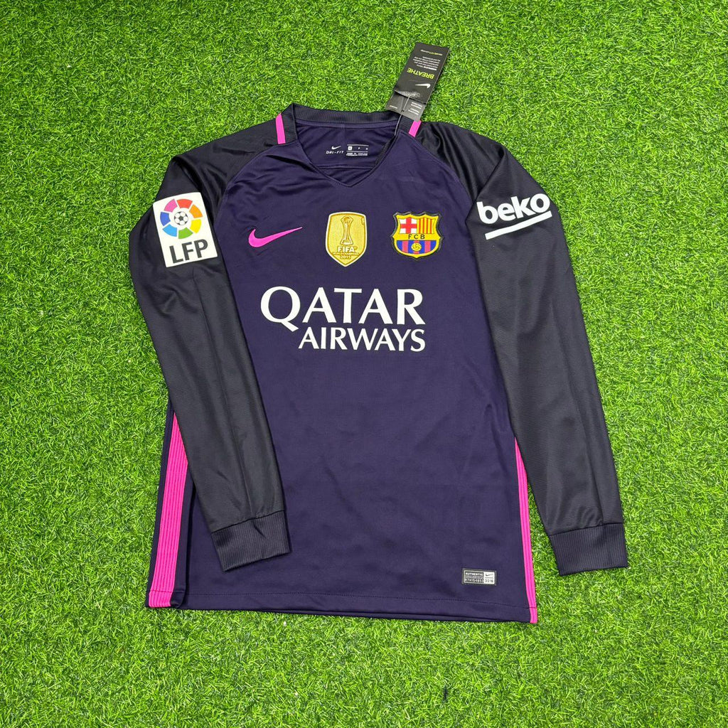 Ivan Rakitic Barcelona 14/15 Retro Pink Printing Long Sleeve Football Jersey – Front View