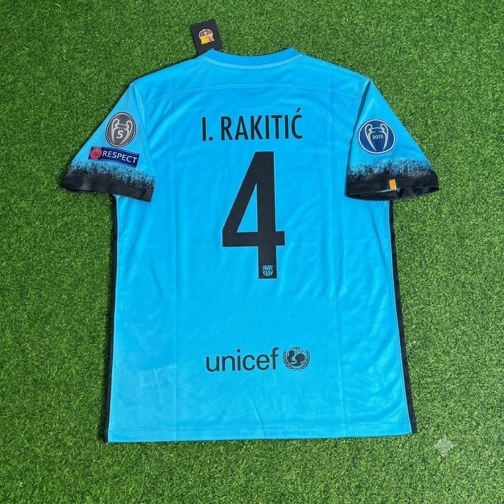 2015/16 Ivan Rakitic Barcelona Retro Football Jersey – Back View