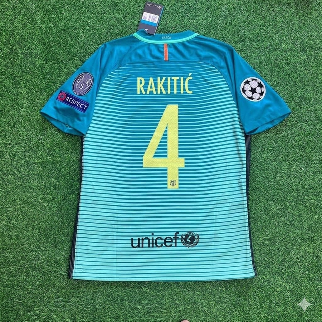 Ivan Rakitić #4 Barcelona 2016/17 Away Retro Jersey – Back View