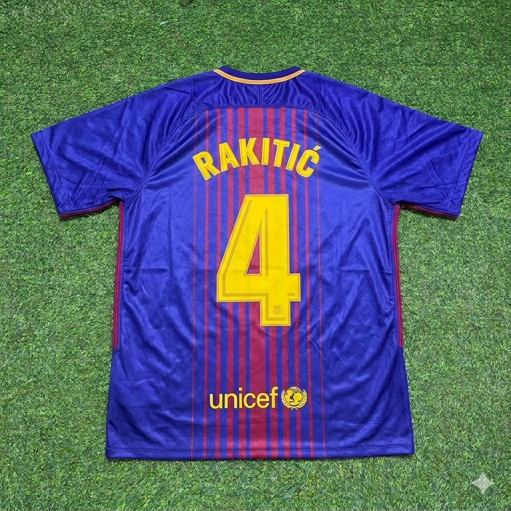 Barcelona 2017/2018 Season Football Jersey – Ivan Rakitić 4- – Back View