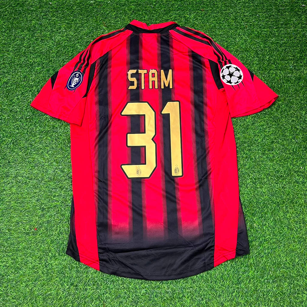 2004 Jaap Stam #31 AC Milan 2005 Home Retro Football Jersey – Back View