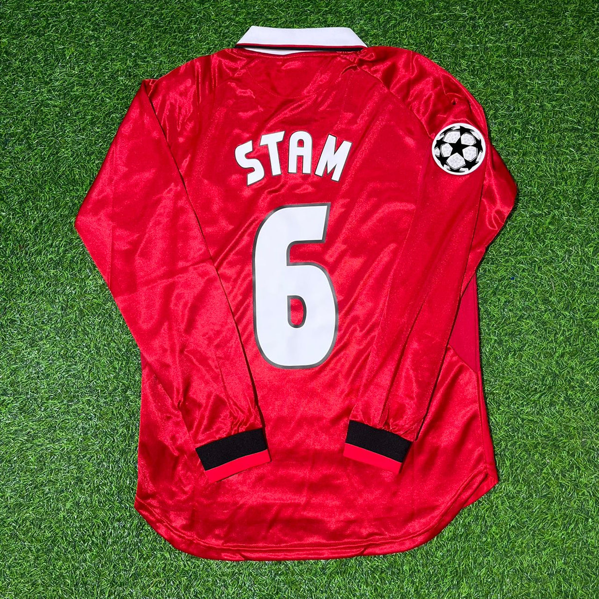 1999 Japp Stam Manchester United Champions League Final Retro Football Jersey Collection – Back View