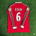 1999 Jaap Stam 6 - Manchester United Red Long Sleeve Football Jersey – Back View