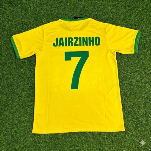 1970 Brazil World Cup Jairzinho Retro Home Football Jersey – Back View