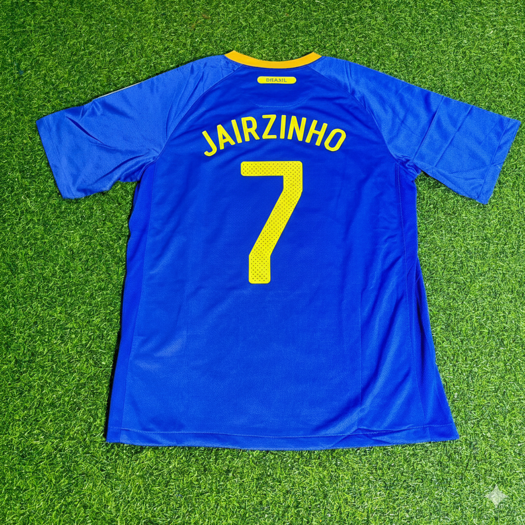 Brazil 2010 World Cup Retro Blue Jersey – Jairzinho – Back View