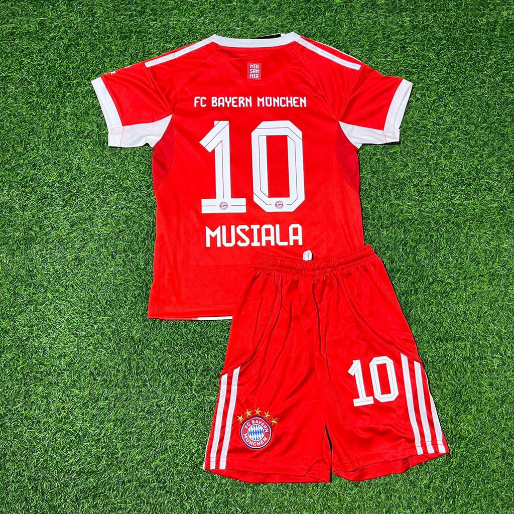 Jamal Musiala #10 Bayern Munich 2025/26 Home Kids New Season Football Jersey – Back View