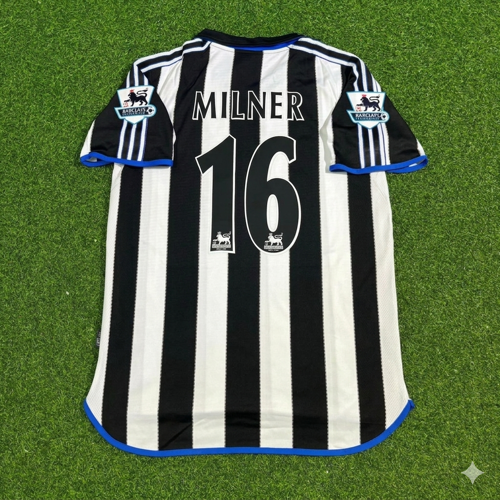 James Milner #16 Newcastle United Retro Football Jersey – Back View