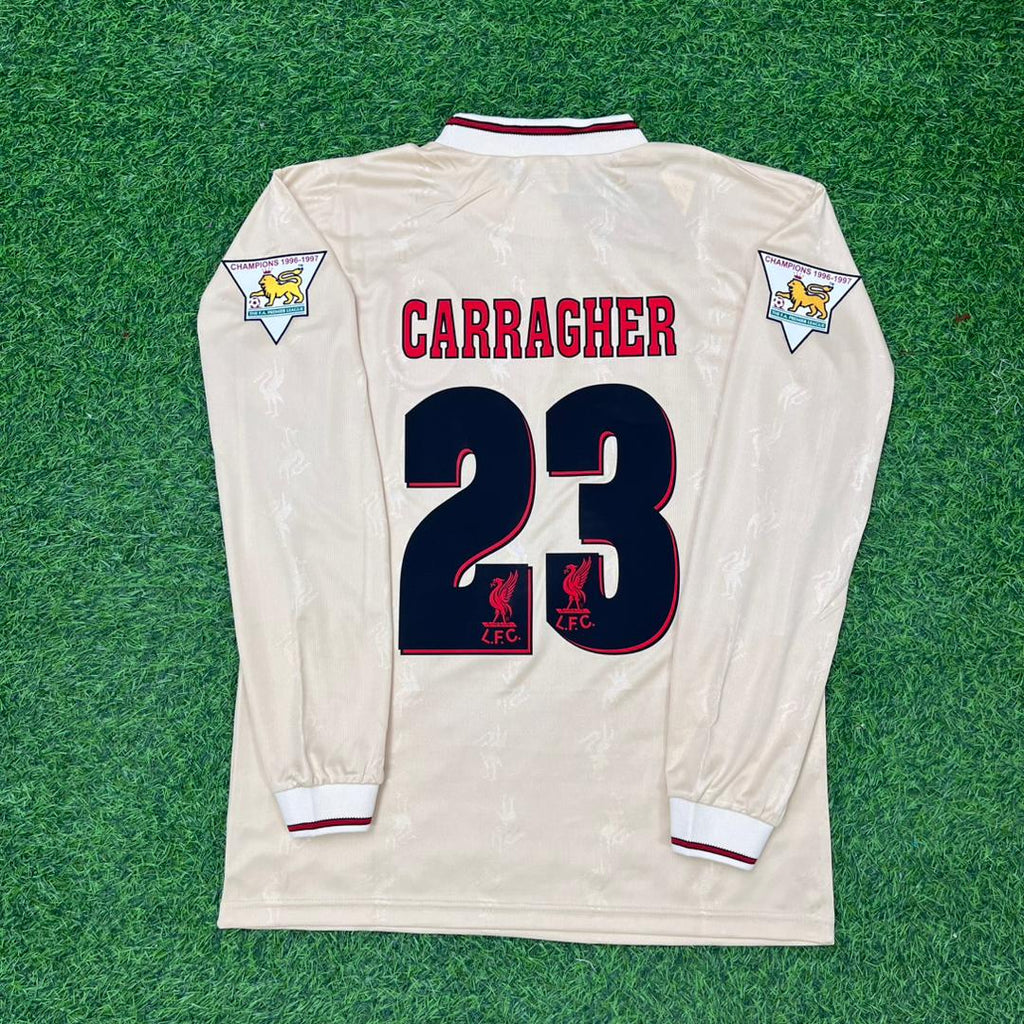 1996/97 Jamie Carragher Liverpool Long Sleeve Retro Football Jersey – Back View
