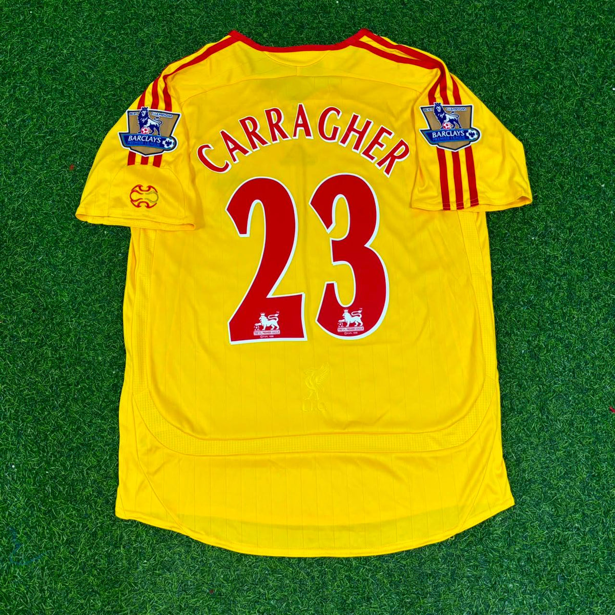 Liverpool 2006/2007 Yellow Retro Football Jersey – Jamie Carragher – Back View