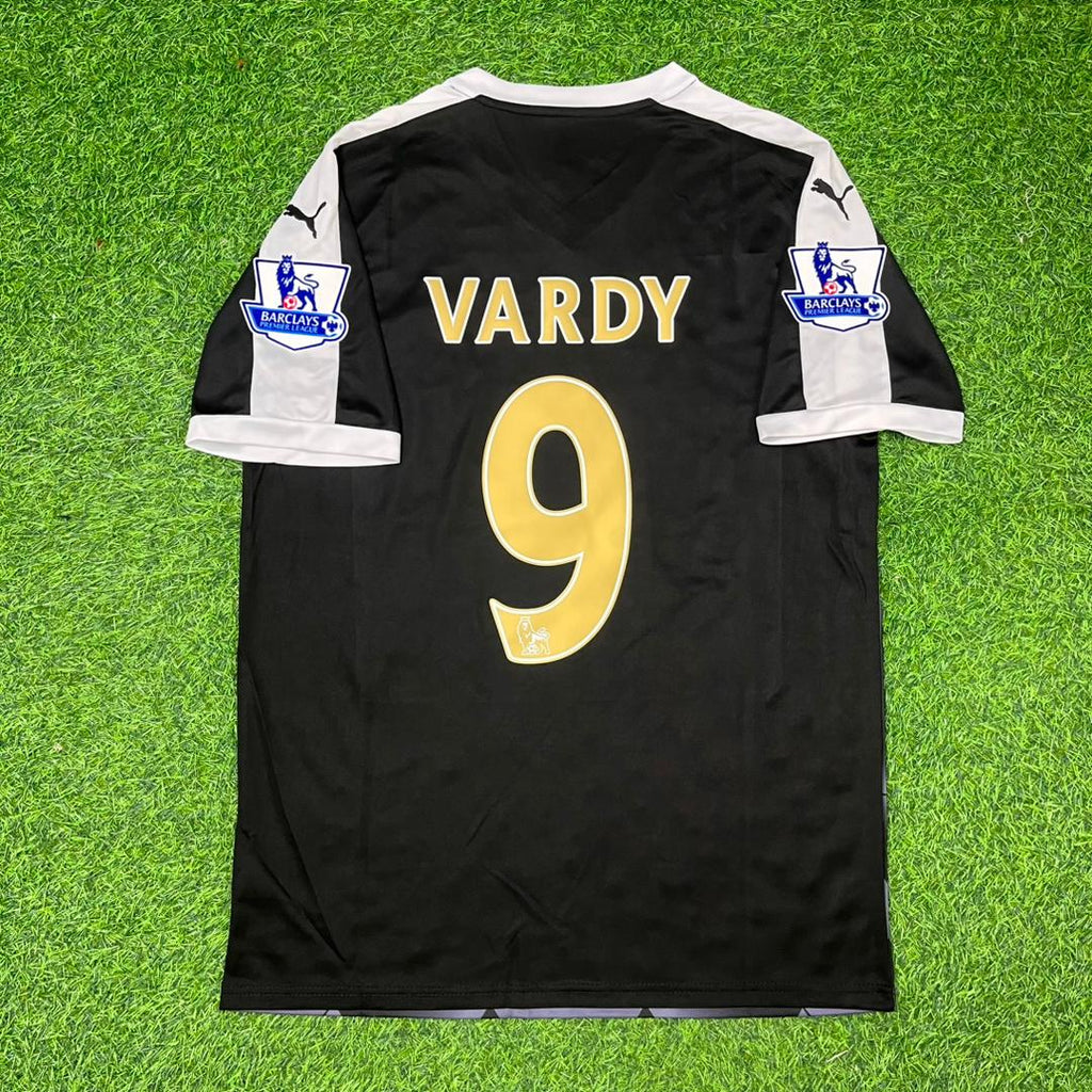 2015/16 Jamie Vardy Leicester City Away Black Retro Football Jersey – Back View