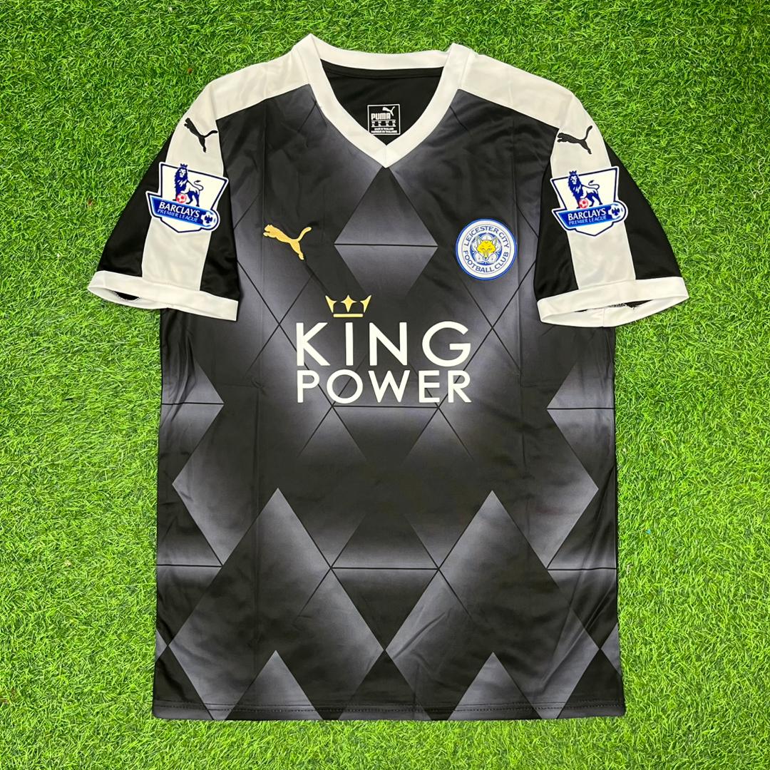 2015/16 Jamie Vardy Leicester City Away Black Retro Football Jersey – Front View