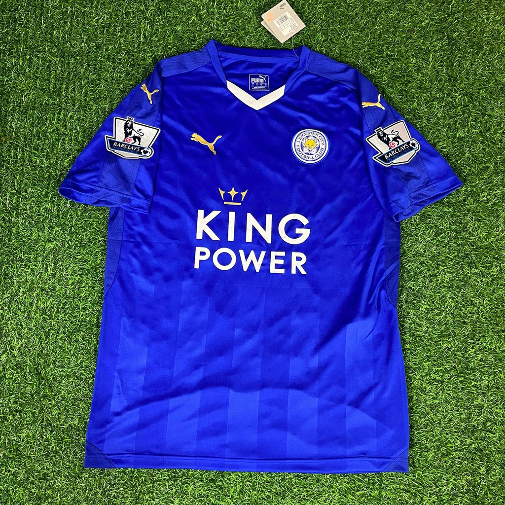 Jamie Vardy 9 - Leicester City 2015/16 Premier League Retro Kit Jersey – Front View