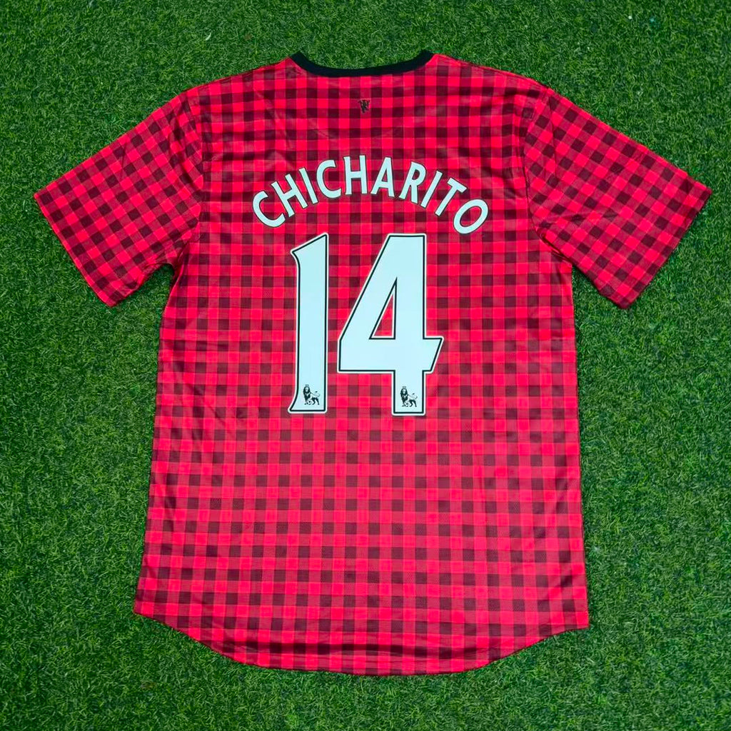 Javier “Chicharito” Hernández Manchester United 2012-2013 Home Red Retro Football Jersey – Back View