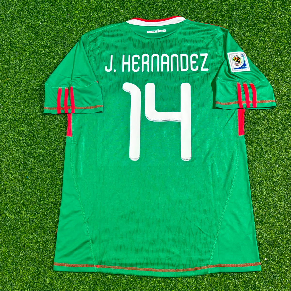 2010 Mexico World Cup Javier Hernández Chicharito Green Home Retro Football Jersey – Back View