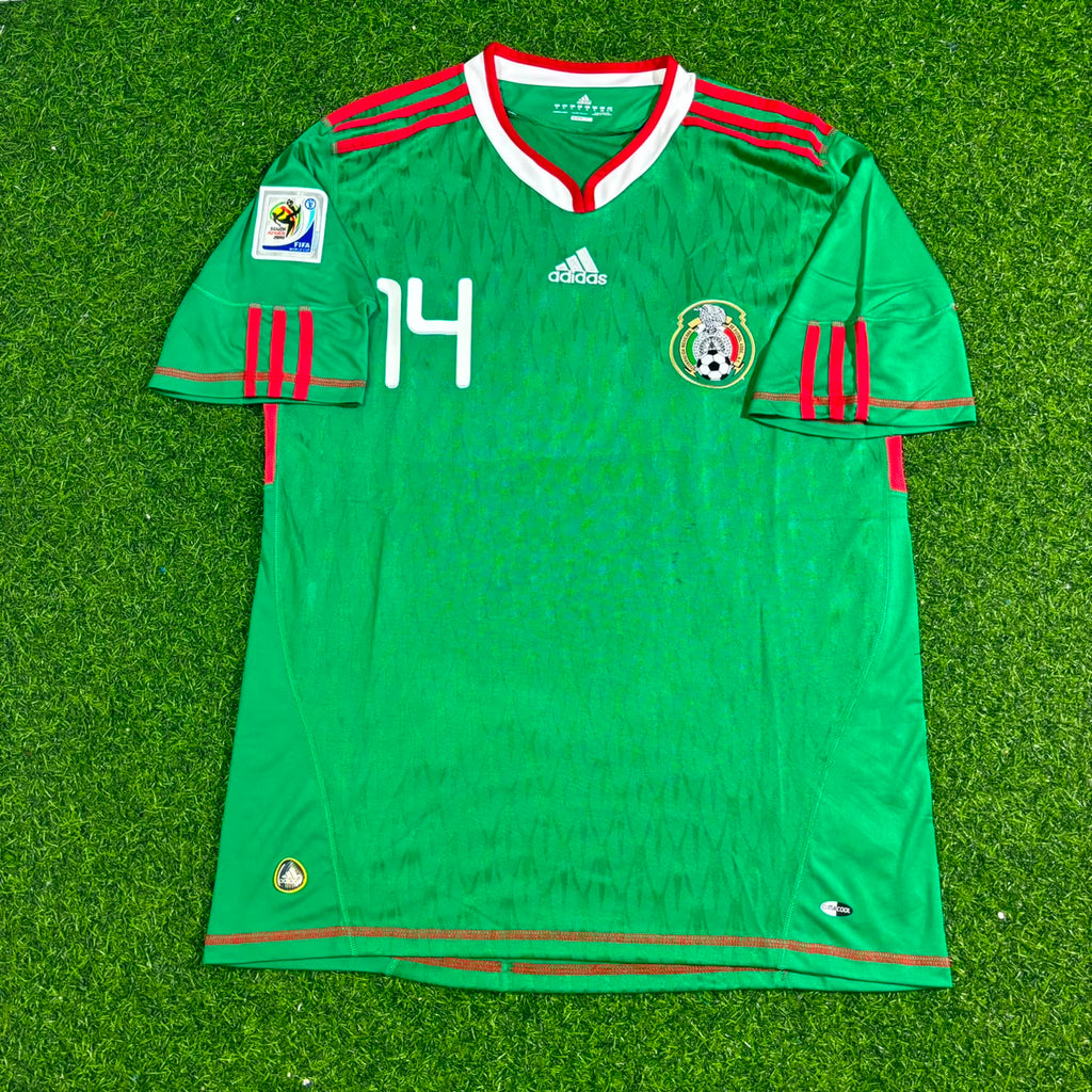 2010 Mexico World Cup Javier Hernández Chicharito Green Home Retro Football Jersey – Front View