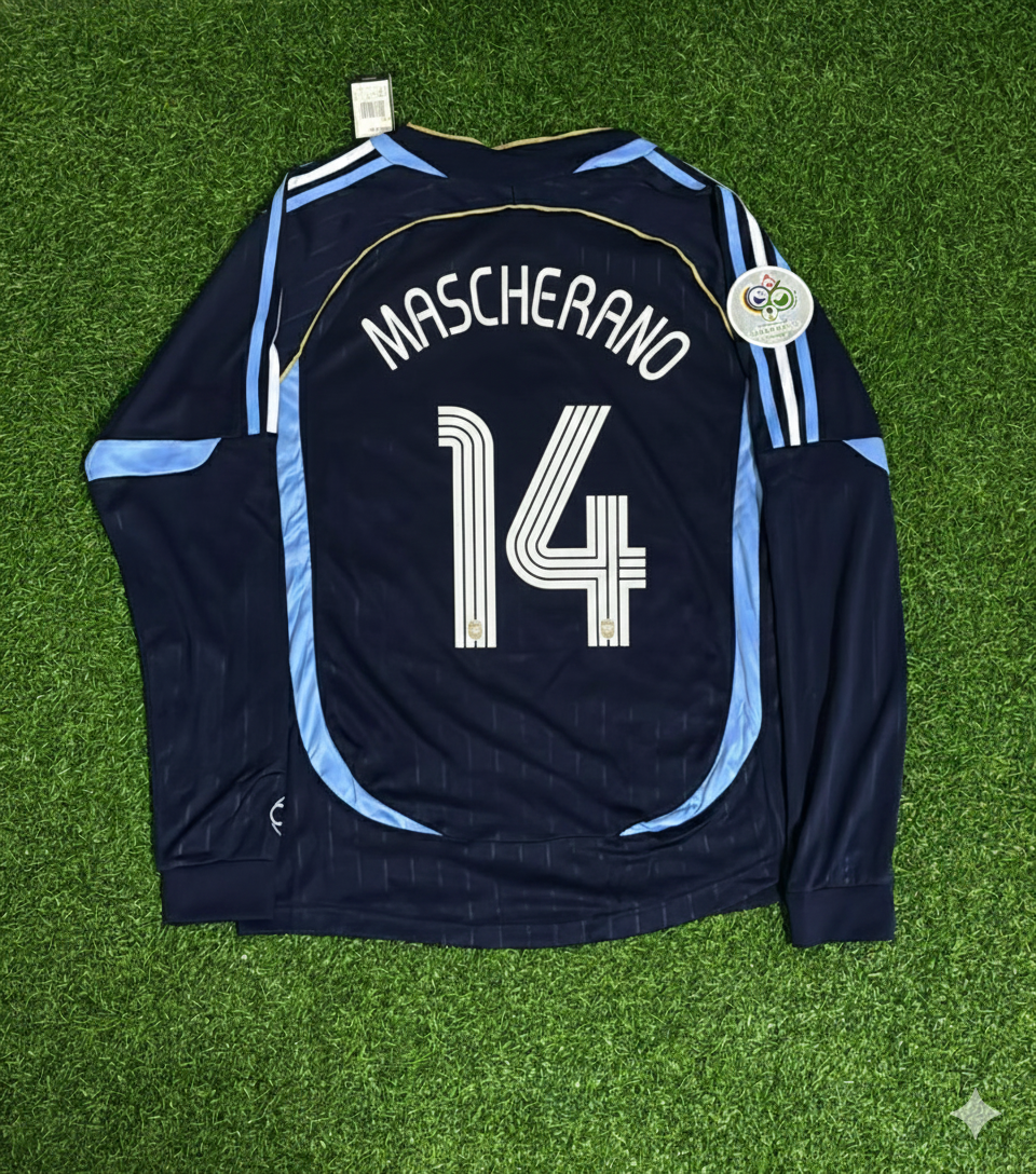 Argentina 2006 World Cup Long Sleeve Retro Football Jersey – Javier Mascherano – Back View
