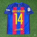 2016/17 Javier Mascherano #14 FC Barcelona Home Retro Football Jersey – Back View