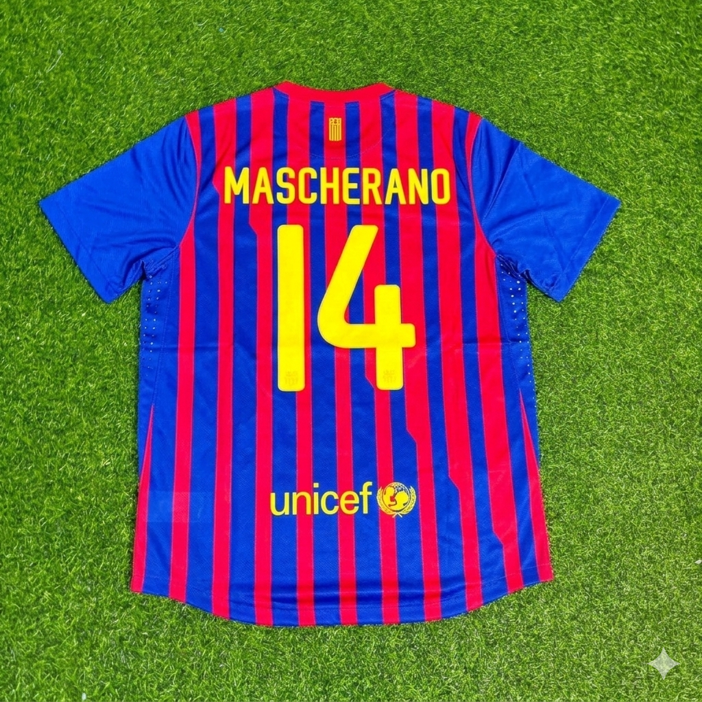 2011/12 Javier Mascherano Barcelona Retro Home Football Jersey – Back View