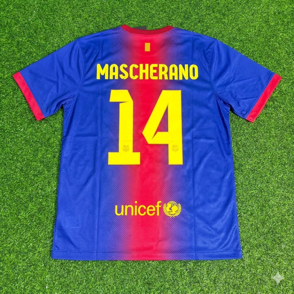 Barcelona 2012/2013 Retro Home Football Jersey – Javier Mascherano – Back View