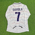 Javier Saviola #7 Barcelona 2003 2004 Away Long Sleeve Retro Football Jersey – Back View