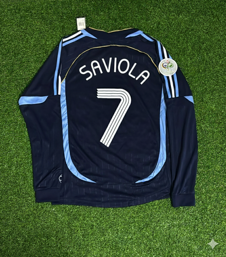Argentina 2006 World Cup Long Sleeve Retro Football Jersey – Javier Saviola – Back View