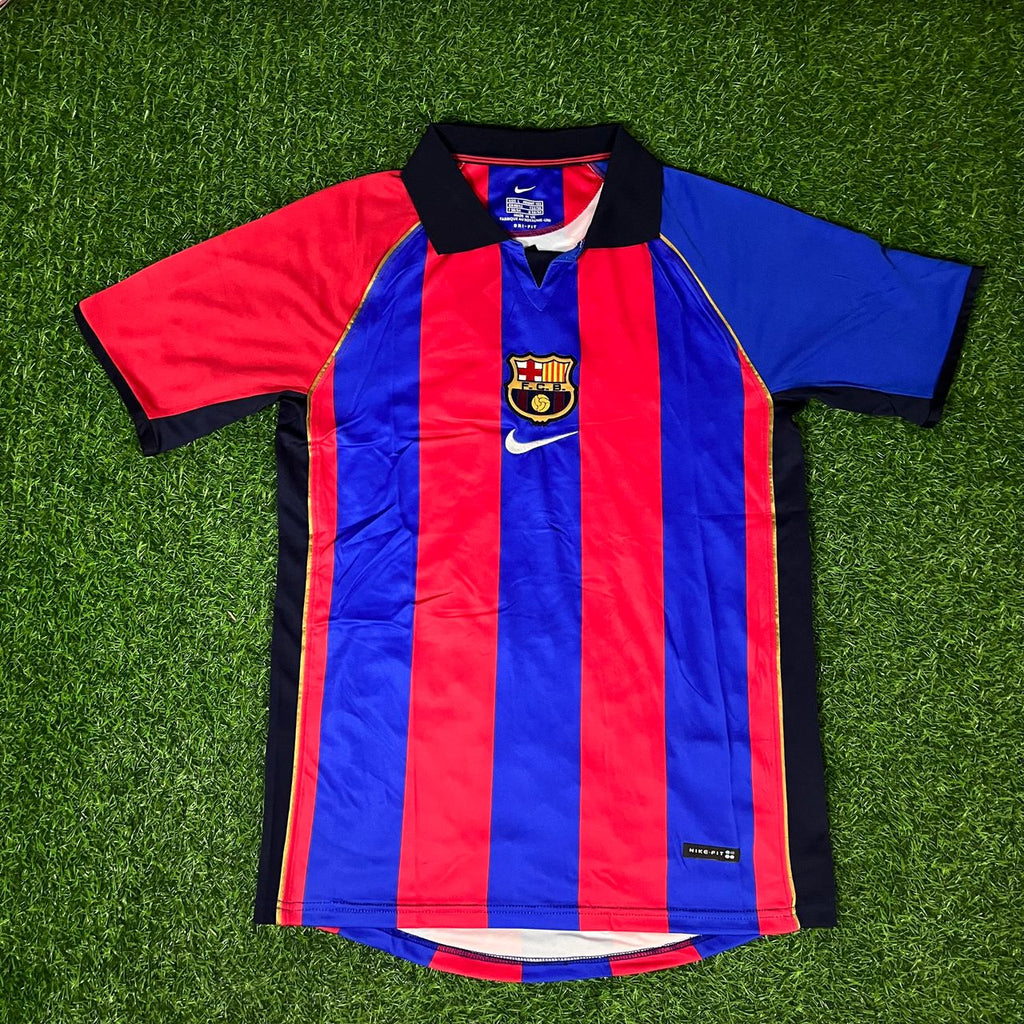 Javier Saviola 7 – Barcelona 2001/2002 Home Retro Kit Jersey – Front View