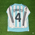 2006 Argentina World Cup Javier Zanetti #4 Retro Long Sleeve Football Jersey – Back View