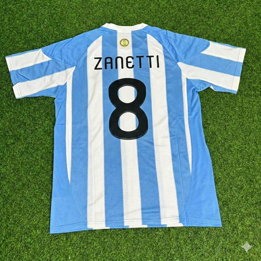 2010 Argentina World Cup Javier Zanetti 8- Retro Football Jersey – Back View