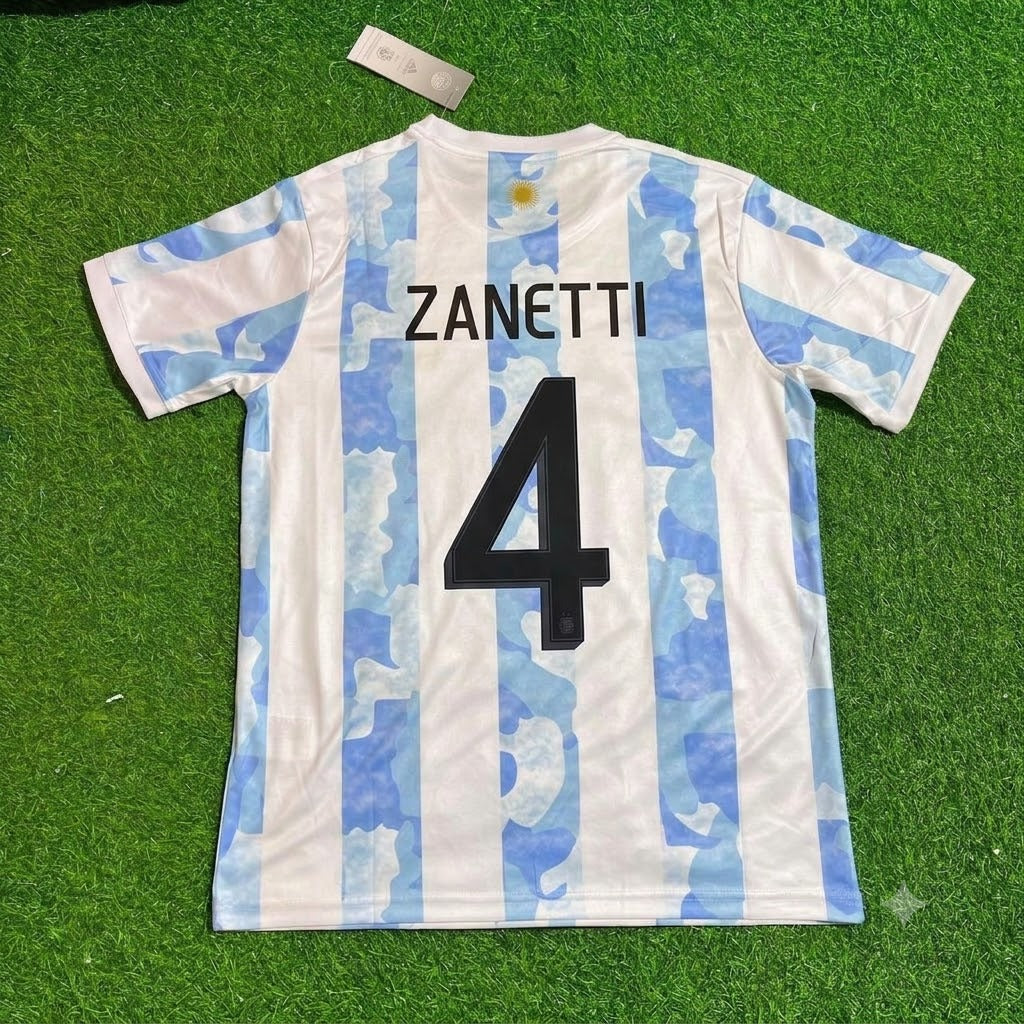 Javier Zanetti - Argentina Retro Kit Jersey – Back View