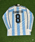 Argentina 1998 World Cup White Long Sleeve Retro Football Jersey – Javier Zanetti – Back View