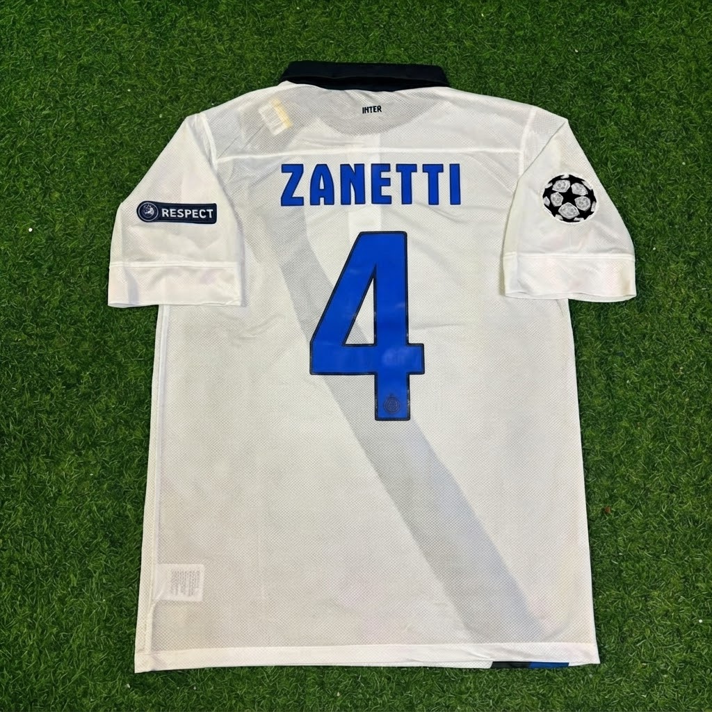 Javier Zanetti #4 Inter 2011/2012 White Away Jersey – Back View