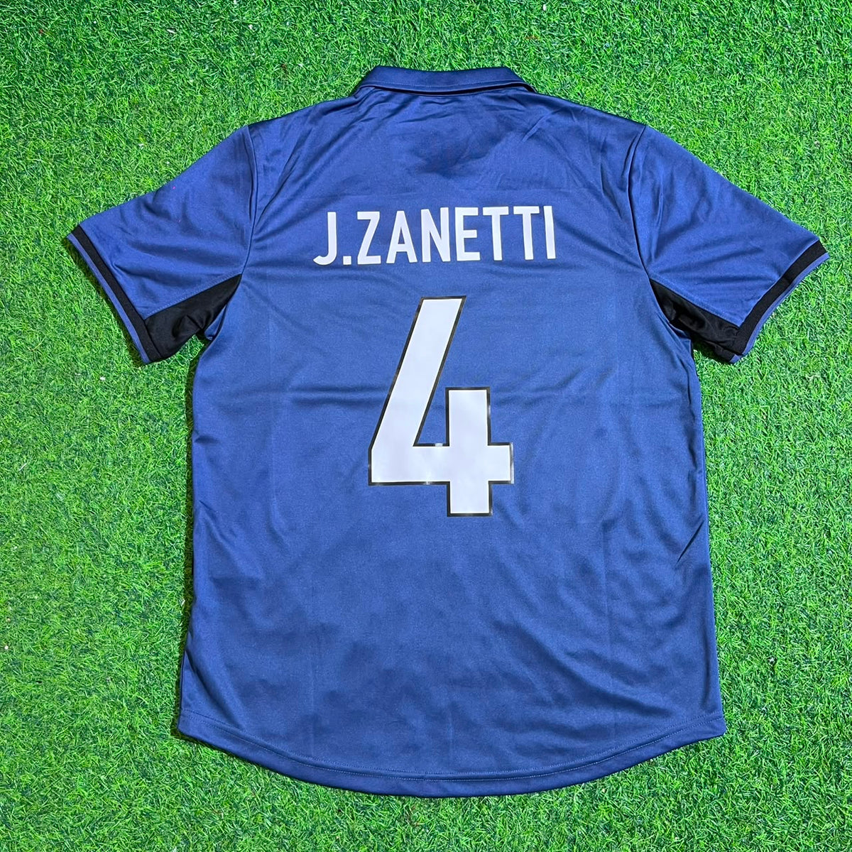 Javier Zanetti #4 Inter Milan 1998/99 Home Retro Football Jersey – Back View