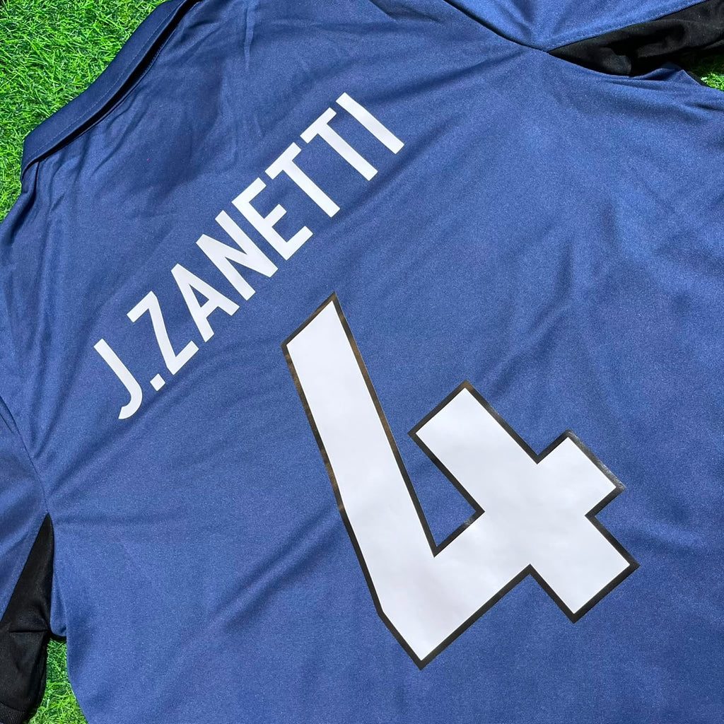 Javier Zanetti #4 Inter Milan 1998/99 Home Retro Football Jersey – Detailed View