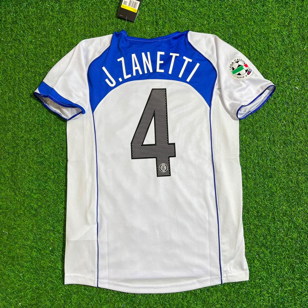 Javier Zanetti Inter Milan 2004-2005 Retro White Football Jersey – Back View