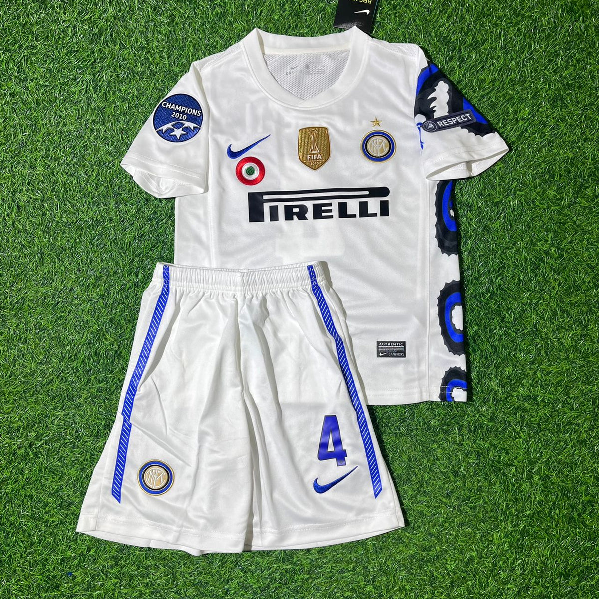 2010/11 Javier Zanetti Inter Milan White Dragon Kids Retro Football Jersey Collection – Front View