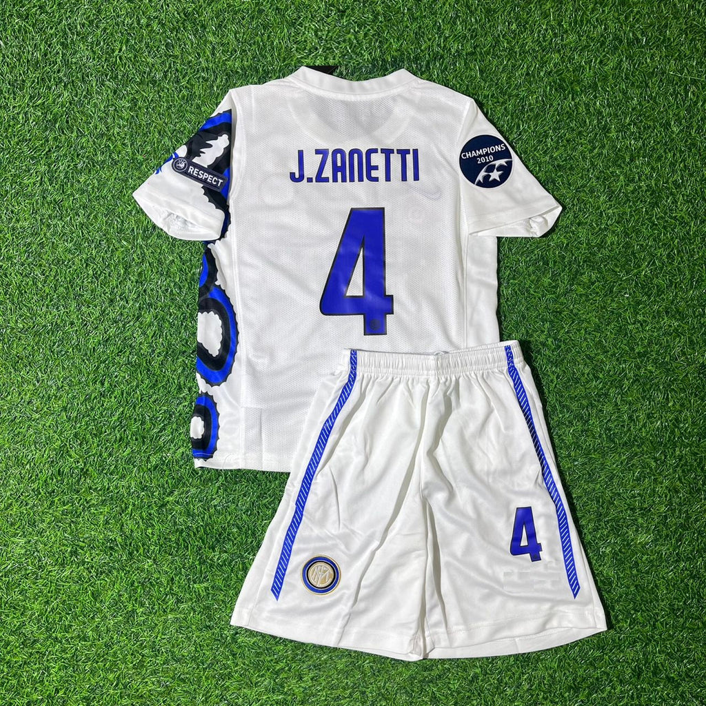 2010/11 Javier Zanetti Inter Milan White Dragon Kids Retro Football Jersey Collection – Back View