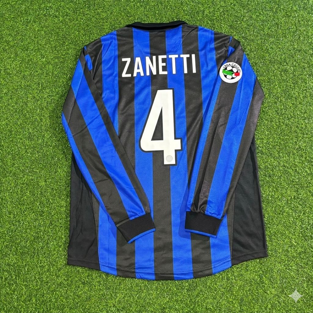 1998 Javier Zanetti - Inter 1999 Retro Football Jersey – Back View