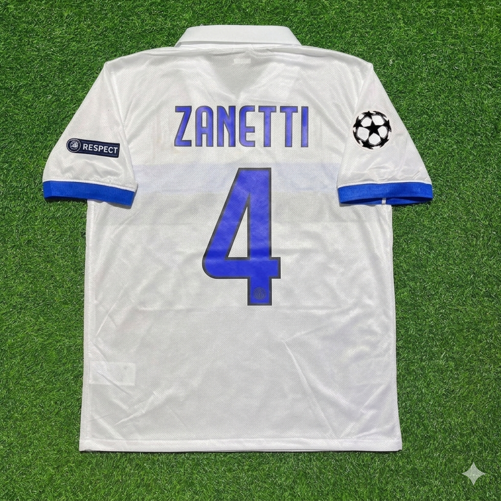 Inter 2009/2010 White Retro Football Jersey – Javier Zanetti – Back View